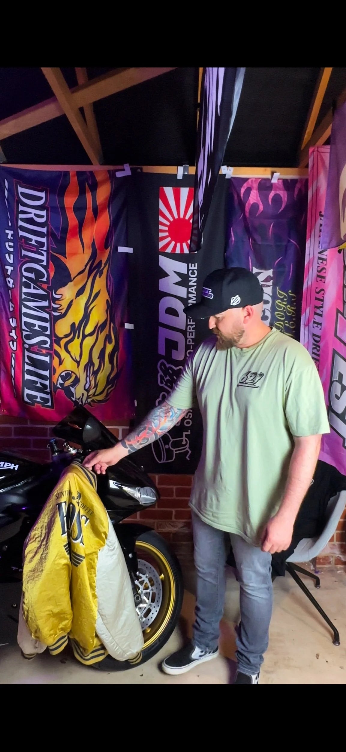 6TWO1 T Shirt Khaki Green with Black Logos (BACK PRINT!)