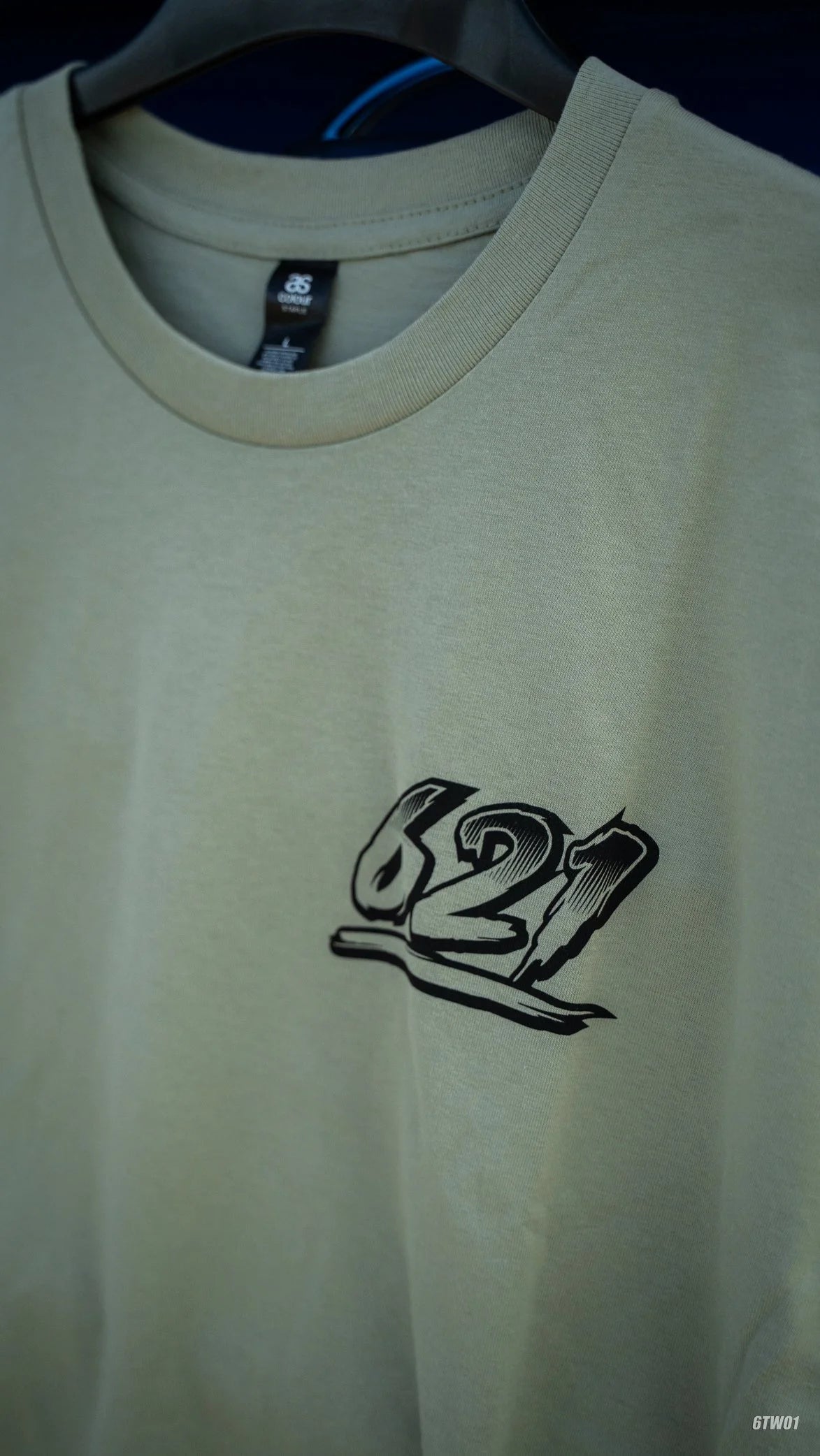 6TWO1 T Shirt Khaki Green with Black Logos (BACK PRINT!)