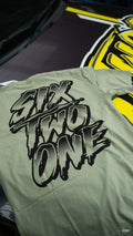 6TWO1 T Shirt Khaki Green with Black Logos (BACK PRINT!)