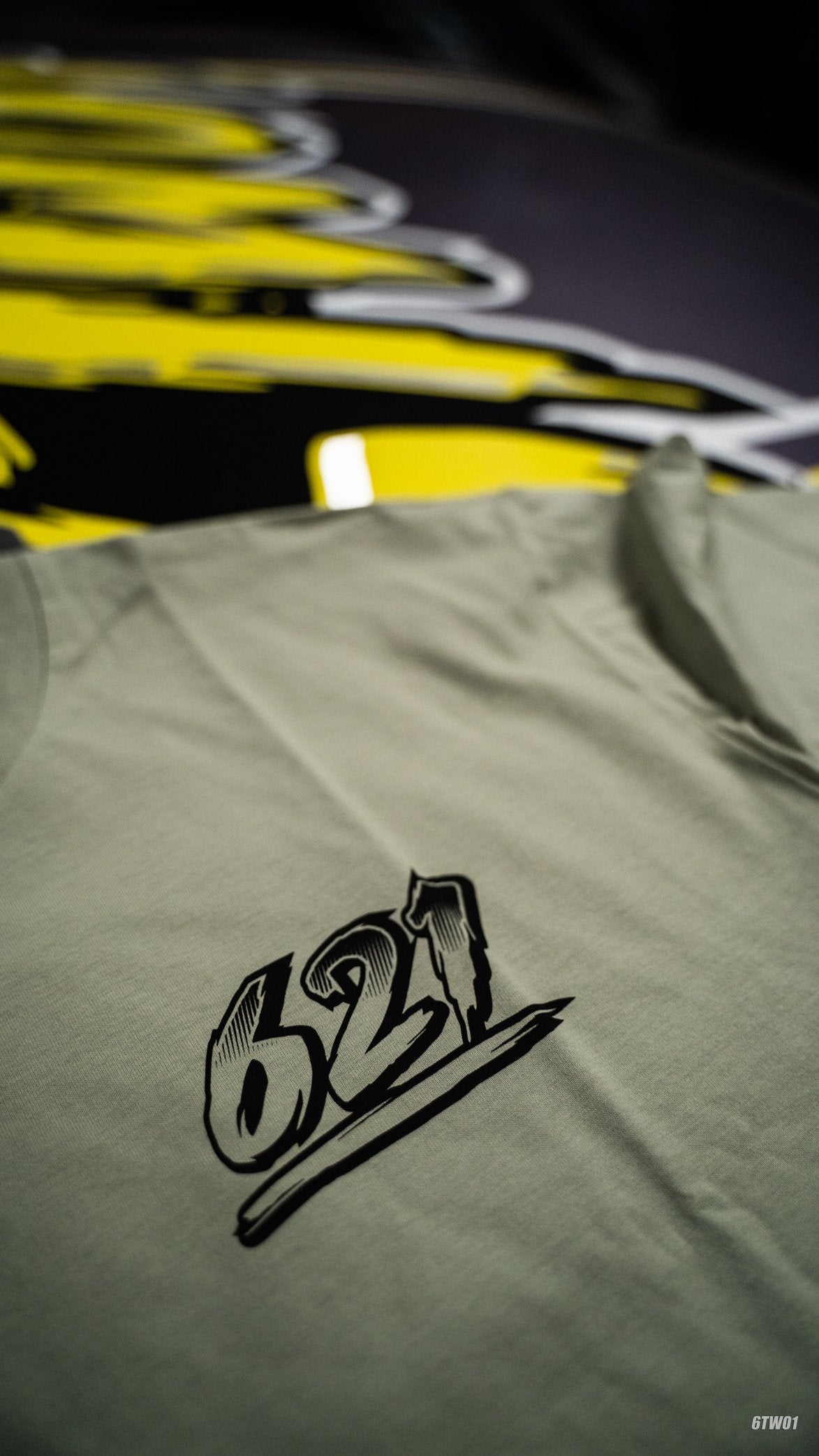 6TWO1 T Shirt Khaki Green with Black Logos (BACK PRINT!)
